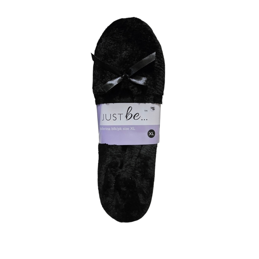 New With Tags Just Be Women Size XL Soft Ballerina Indoor Slippers Pink/Black